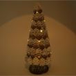 Decoratiune Craciun, ceramica, brad, alb si maro, LED, 19x19x49.5 cm