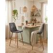 Set 2 scaune de bucatarie/bar, Artool, Libra, catifea gri inchis, picioare metal natur, 52x56x112 cm