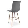 Set 2 scaune de bucatarie/bar, Artool, Libra, catifea gri inchis, picioare metal natur, 52x56x112 cm