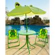 Set mobilier gradina/terasa pentru copii, pliabil, verde, model brosca, masa cu umbrela, 2 scaune, Melisenda