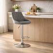 Set 2 scaune de bucatarie/bar, Artool, Kast, rotativ, catifea gri, picior metal argintiu, 45.5x49x85-105 cm