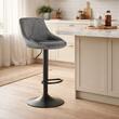 Set 2 scaune de bucatarie/bar, Artool, Kast, rotativ, catifea gri, picior metal negru, 45.5x49x85-105 cm