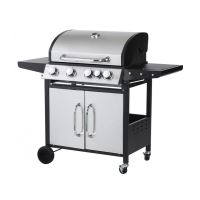 Gratar gradina, grill dreptunghiular, cu gaz, 4+1 arzatoare, cu roti, capac, 131x57x110 cm, BBQ Manresa 