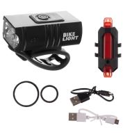 Set stop si far pentru bicicleta, 2xCREE LED T6,  6/7 moduri iluminare, aluminiu si ABS, incarcare USB, 6.5x4x5 cm, Trizand 