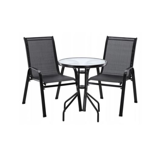 Set mobilier gradina/terasa/balcon, negru, 1 masa, 2 scaune, Andra