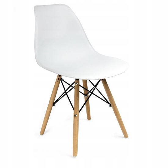 Scaun stil scandinav, plastic, lemn, alb, 46x52x81 cm, Eva