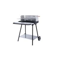Gratar gradina, grill dreptunghiular, cu roti, rafturi, rotisor, 65x58x87.5 cm 