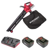 Aspirator/suflanta frunze, cu 2 acumulatori 4 Ah, incarcator 2x20V Li-ion, sac colector, Worcraft