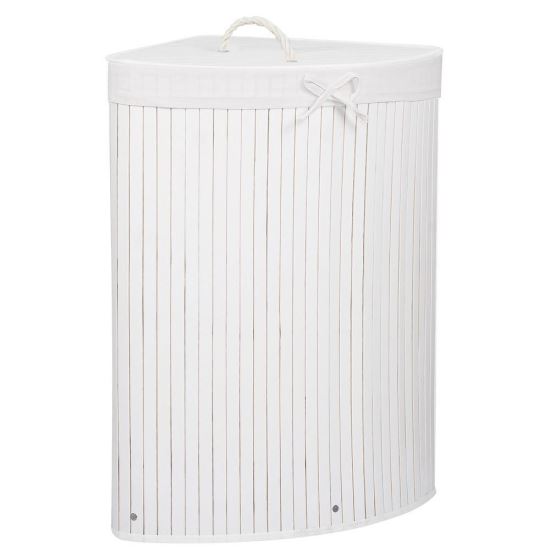 Cos rufe, de colt, bambus, alb, 73 L, 47x60 cm, Springos 