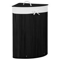 Cos rufe, de colt, bambus, negru, 73 L, 47x60 cm, Springos 