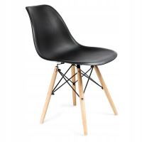 Scaun stil scandinav, plastic, lemn, negru, 46x52x81 cm