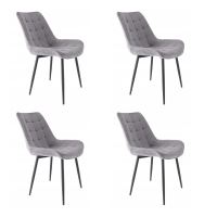 Set 4 scaune bucatarie/living, metalic, catifea, gri,  53x63x83 cm, Misty