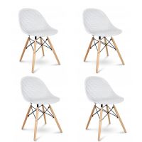 Scaune stil scandinav, PP, lemn, alb, set 4 buc, 45x56x77 cm, Cava