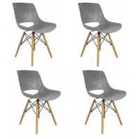 Set 4 scaune stil scandinav, PP, lemn, max 100 kg, gri,  45x55x78 cm, Lars