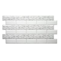 Panou decorativ, PVC, model marmura 3D, alb cu petale, 96x48.5cm 