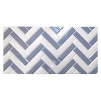 Panou decorativ, PVC, model zig-zag 3D, alb-albastru, 96x48.5cm 