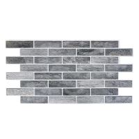 Panou decorativ, PVC, model caramida 3D, nuante gri inchis, 96x48.5 cm