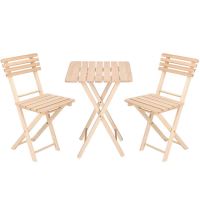 Set mobilier gradina, terasa, balcon, pliabil, lemn, 1 masa, 2 scaune, Hateya