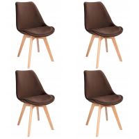 Set 4 scaune bucatarie/living, lemn, catifea, maro,  49x60x82 cm, Bari, Jumi