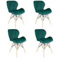 Scaune stil scandinav, catifea, lemn, verde, set 4 buc, 46x50x73 cm, Velvet 