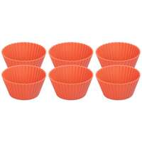 Forma coacere pentru briose, silicon, rosu, set 6 buc, 6.5x6.5x3 cm, MagicHome