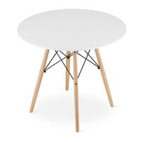 Masa stil scandinav, Artool, rotund, MDF si lemn, alb, 90x72 cm