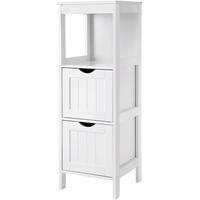 Dulap baie, Vasagle, placa MDF, 1 raft, 2 sertare, alb, 30x30x89 cm
