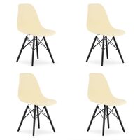 Set 4 scaune stil scandinav, Artool, Osaka, PP, lemn, crem si negru, 46x54x81 cm