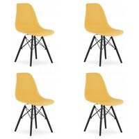 Set 4 scaune stil scandinav, Artool, Osaka, PP, lemn, mustar si negru, 46x54x81 cm