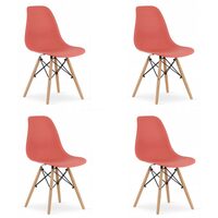 Set 4 scaune stil scandinav, Artool, Osaka, PP, lemn, vermilion, 46x54x81 cm