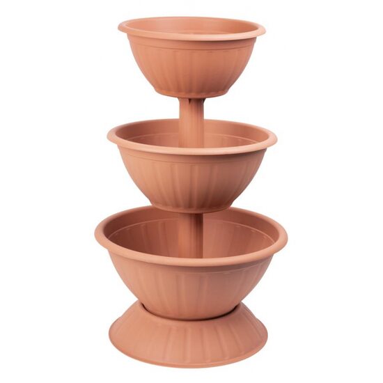 Ghiveci decorativ de flori, Strend Pro, rotund, 3 nivele, teracota, 79 cm