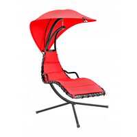 Sezlong suspendat, Jumi, otel, cu parasolar, rosu, max 100 kg, 183x112x213 cm