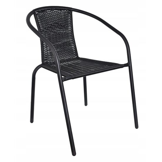 Scaun gradina/bistro, Jumi, metal, ratan, negru, 53x60x73 cm