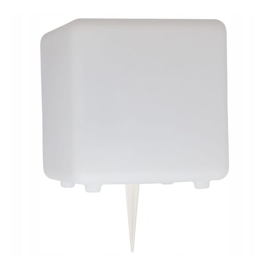 Lampa solara pentru gradina, Jumi, tip cub, telecomanda, culori RGB, 20 cm