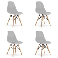Set 4 scaune stil scandinav, Artool, Osaka, PP, lemn, gri, 46x54x81 cm