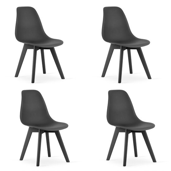 Set 4 scaune bucatarie/living, Artool, Kito, PP, lemn, negru, 46x54.5x80 cm