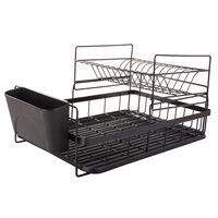 Scurgator vase, Verk Group, de bucatarie, metal si plastic, negru, suport tacamuri, 2 nivele, 44x32x24 cm