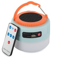 Lampa solara camping, turistica, Verk Group, plastic, LED, 4 moduri, cu telecomanda, functie powerbank, USB, 11x8.5 cm
