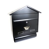 Cutie postala, Damech, cu loc pentru ziar, negru, format C4, 43x12x39 cm