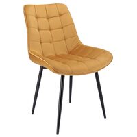 Scaun bucatarie/living, Jumi, Misty, catifea, metal, mustar si negru, 53x63x83 cm