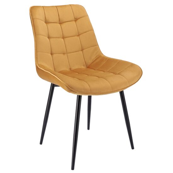 Scaun bucatarie/living, Jumi, Misty, catifea, metal, mustar si negru, 53x63x83 cm