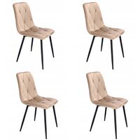 Set 4 scaune bucatarie/living,  Jumi, Piado, catifea, metal, bej si negru, 44x52x89 cm