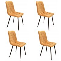 Set 4 scaune bucatarie/living,  Jumi, Piado, catifea, metal, mustar si negru, 44x52x89 cm