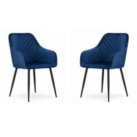 Set 2 scaune bucatarie/living,  Artool, Nugat, catifea, metal, bleumarin si negru, 58x54.5x91 cm
