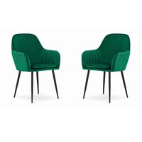 Set 2 scaune bucatarie/living,  Artool, Lugo, catifea, metal, verde si negru, 57.5x56.5x86.5 cm