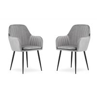 Set 2 scaune bucatarie/living,  Artool, Lugo, catifea, metal, argintiu si negru, 57.5x56.5x86.5 cm
