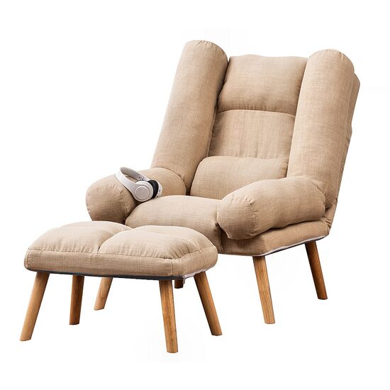 Fotoliu cu taburet, model scandinav, Dior, bej, 75x50x90 cm