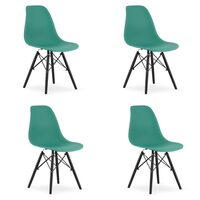 Set 4 scaune stil scandinav, Artool, Osaka, PP, lemn, verde si negru, 46x54x81 cm
