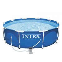 Piscina structura metalica, rotunda, cu filtru, pompa, albastru, 305x76 cm, Intex Metal Frame