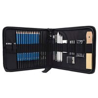 Set desenat/schite in creion, Verk Group, cu accesorii, grafit, carbune, 32 buc